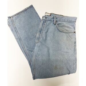 Levis Mens Vintage 505 Light Wash Straight Fit Distressed Jeans Size 38 X 30